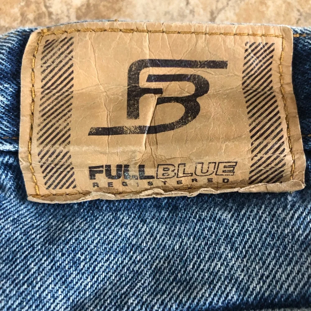 Full Blue Registered Vintage Straight Leg Distressed Jeans Retro High Rise - Picture 15 of 16